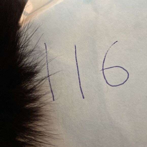 Classy Black Fox Fur Collared Leather Jacket Coat - Picture 6 of 10